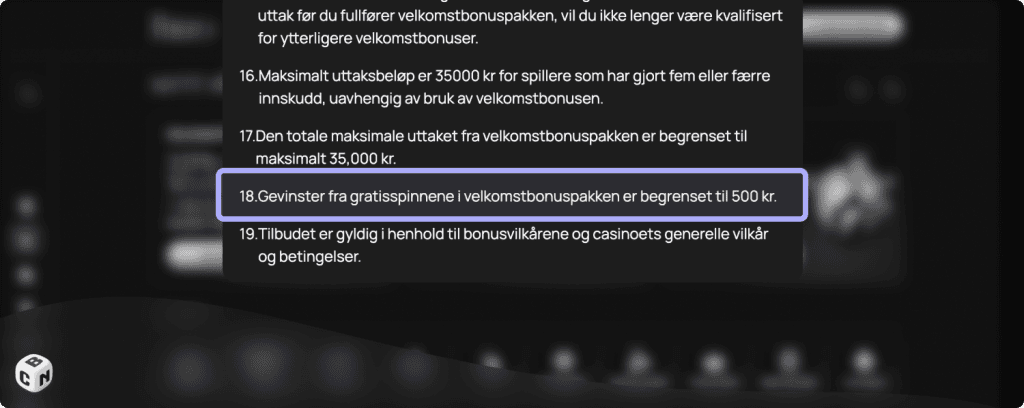 Ritzo Casino vilkår for free spins